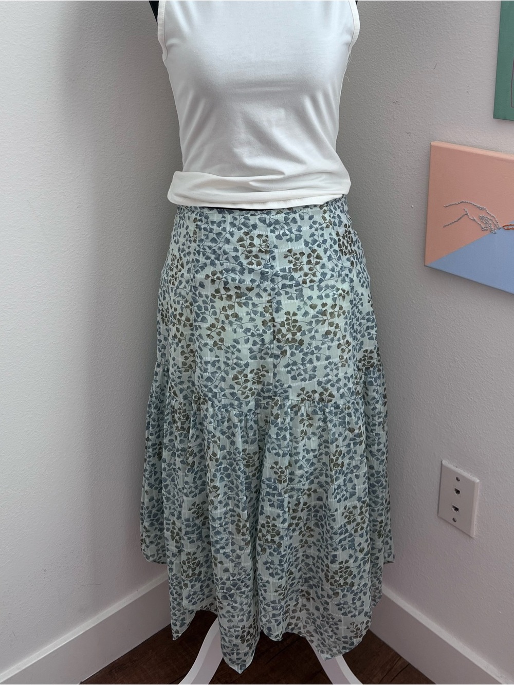 Free People Floral Tiered Midi Skirt – Fairy Grunge Boho Flowy Skirt – Size 6